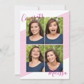 Moderne roze stripper Afstuderen foto-uitvindingen Kaart (Voorkant)