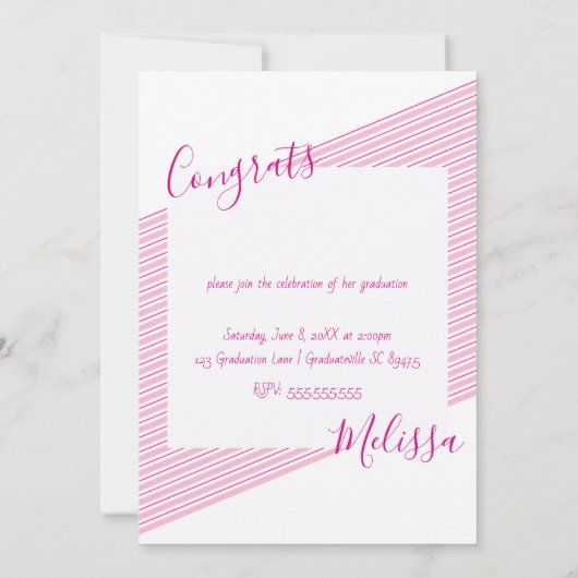 Moderne roze stripper Afstuderen foto-uitvindingen Kaart (Achterkant)