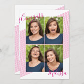 Moderne roze stripper Afstuderen foto-uitvindingen Kaart (Voorkant / Achterkant)