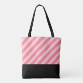 Moderne roze strips met elegant monogram tote bag (Achterkant)