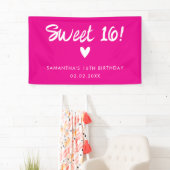 Moderne Roze Sweet 16 Verjaardag Spandoek (Insitu)