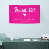 Moderne Roze Sweet 16 Verjaardag Spandoek (Beurs)