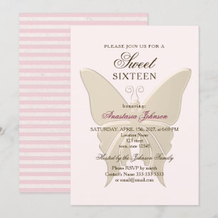 Moderne Roze Sweet 16 Verjaardagsuitnodiging Kaart