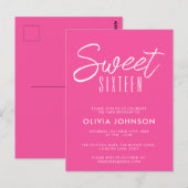 Moderne Roze Sweet Sixteen 16e verjaardag Briefkaart (Voorkant / Achterkant)