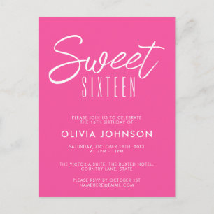 Moderne Roze Sweet Sixteen 16e verjaardag Briefkaart