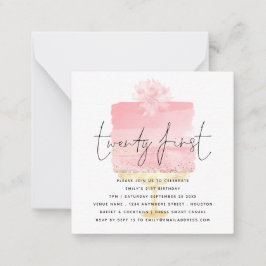 Moderne Roze Taart 21e Verjaardag Uitnodiging