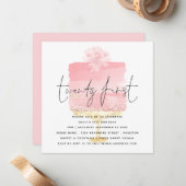 Moderne Roze Taart 21e Verjaardag Uitnodiging (Voorkant / Achterkant in situ)