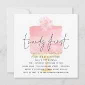 Moderne Roze Taart 21e Verjaardag Uitnodiging (Voorkant)