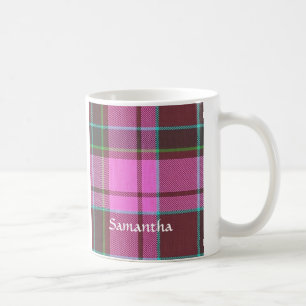 Moderne roze tartan gepersonaliseerd koffiemok