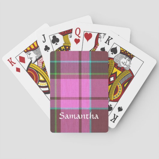 Moderne roze tartan gepersonaliseerd speelkaarten (Achterkant)