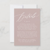 Moderne roze taupe en witmonogram bruiloft - detai RSVP kaartje (Voorkant)
