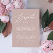 Moderne roze taupe en witmonogram bruiloft - detai RSVP kaartje