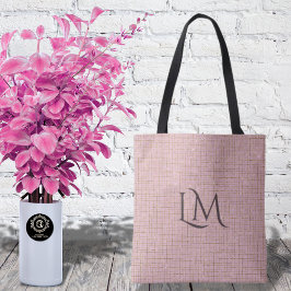 Moderne Roze Taupe Monogram Glitter Detail Tote Bag