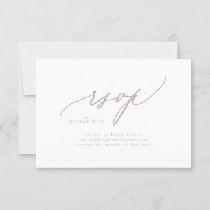 Moderne Roze Taupe Wit Eenvoudige Bruiloft QR CODE RSVP Kaartje