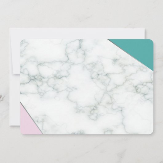 Moderne Roze Teal Marmer Quinceañera Sweet 15 Kaart (Achterkant)