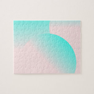 Moderne Roze Teal Organische Vorm Pastel Legpuzzel