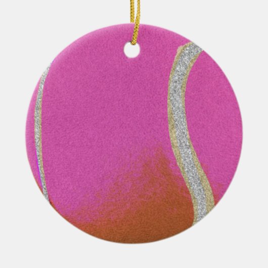 Moderne roze tennisbak met faux glitter line keramisch ornament (Voorkant)