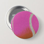 Moderne roze tennisbak met faux glitter line ronde button 7,6 cm (Voorkant /achterkant)