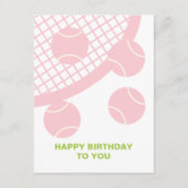 Moderne Roze Tennisbal Racket Gelukige Verjaardag Briefkaart (Voorkant)