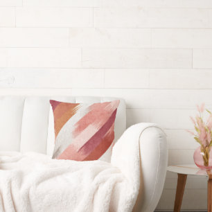 Moderne Roze Terracotta Kwaststreek Patroon Kussen