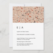 Moderne Roze Terrazzo Patroon Huwelijk Kaart (Voorkant)