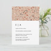 Moderne Roze Terrazzo Patroon Huwelijk Kaart (Staand voorkant)