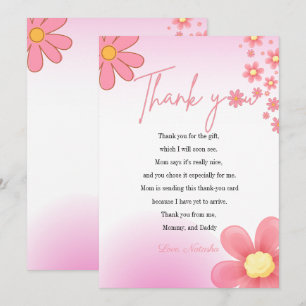 Moderne roze thema's baby shower dank u bedankkaart