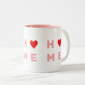 Moderne Roze Thuis & Hart Tweekleurige Koffiemok (Voorkant rechts)