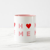 Moderne Roze Thuis & Hart Tweekleurige Koffiemok (Center)