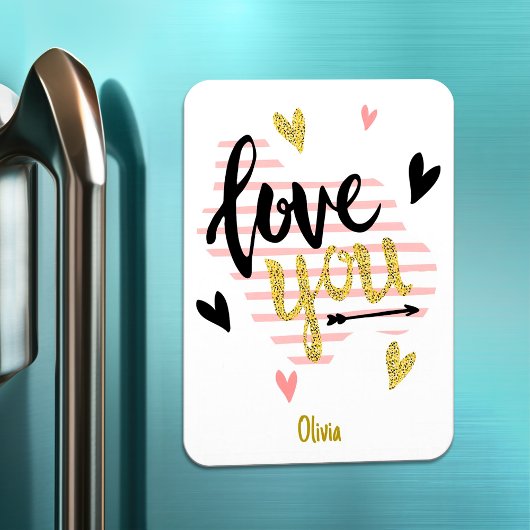 Moderne roze tijd om Valentijnsdag koppel te knuff Magneet