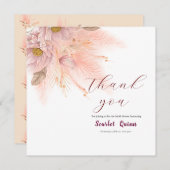 Moderne roze tint pampasgras bruidsdouche bedankkaart (Voorkant / Achterkant)