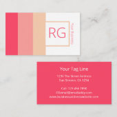 Moderne roze tinten monogrammed Personalized Visitekaartje (Voorkant / Achterkant)