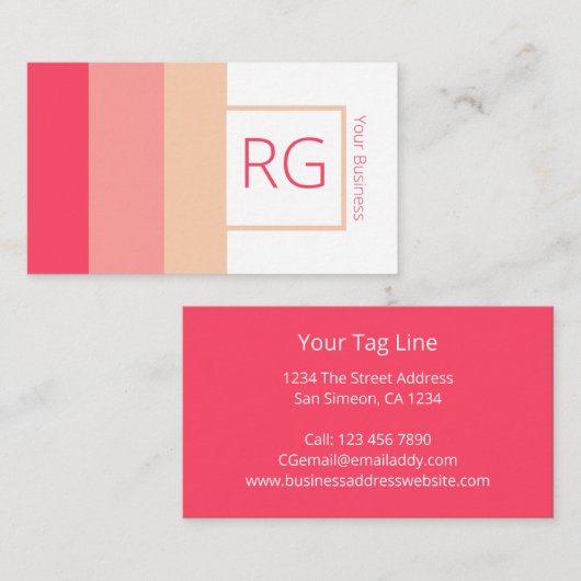 Moderne roze tinten monogrammed Personalized Visitekaartje (Voorkant / Achterkant)