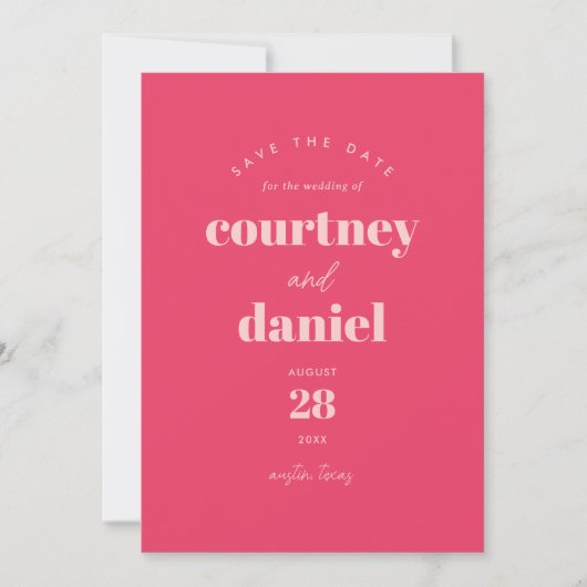 Moderne Roze Trendy Foto Save the Date (Voorkant)