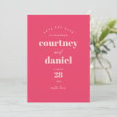 Moderne Roze Trendy Foto Save the Date (Staand voorkant)