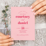 Moderne Roze Trendy Mix Match Bruiloft Kaart<br><div class="desc">Modern Pink Trendy Mix Match Wedding Invitation heeft moderne type paringen in vetgedrukte,  moderne kleuren.</div>