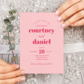 Moderne Roze Trendy Mix Match Bruiloft Kaart