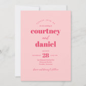 Moderne Roze Trendy Mix Match Bruiloft Kaart (Voorkant)