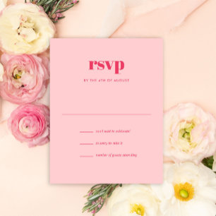 Moderne Roze Trendy Mix Match Bruiloft RSVP Kaartje