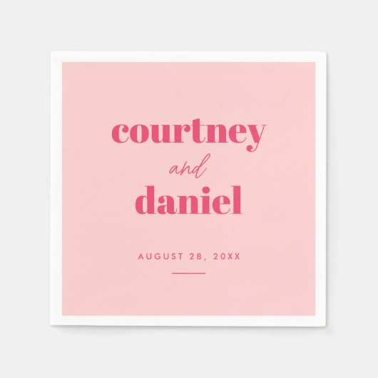 Moderne Roze Trendy Mix Match Bruiloft Servet (Voorkant)