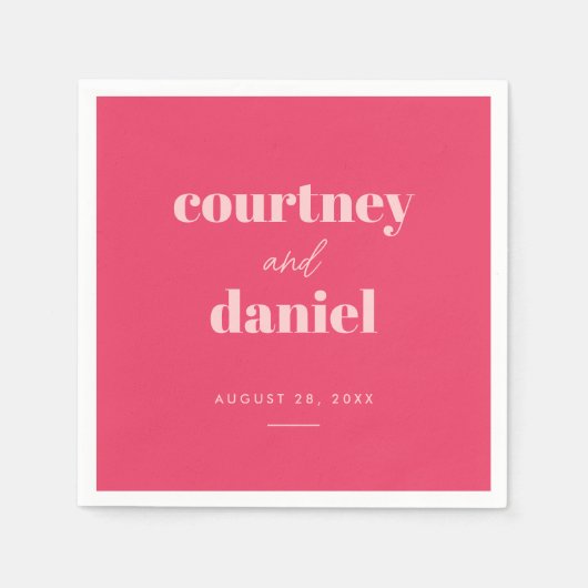 Moderne Roze Trendy Mix Match Bruiloft Servet (Voorkant)