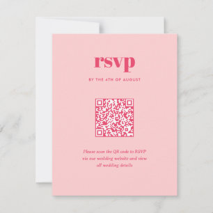 Moderne Roze Trendy Mix Match Huwelijk QR Code RSVP Kaartje