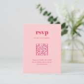 Moderne Roze Trendy Mix Match Huwelijk QR Code RSVP Kaartje (Staand voorkant)