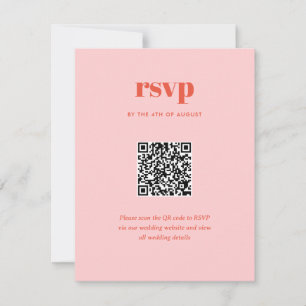 Moderne Roze Trendy Mix Match Huwelijks QR Code RSVP Kaartje