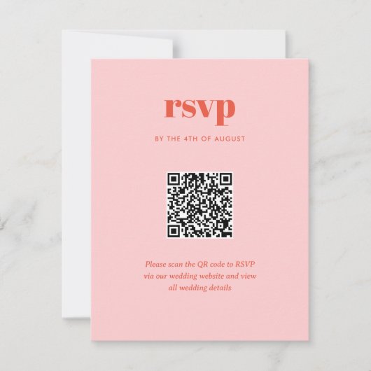 Moderne Roze Trendy Mix Match Huwelijks QR Code RSVP Kaartje (Voorkant)