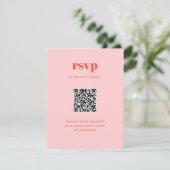 Moderne Roze Trendy Mix Match Huwelijks QR Code RSVP Kaartje (Staand voorkant)