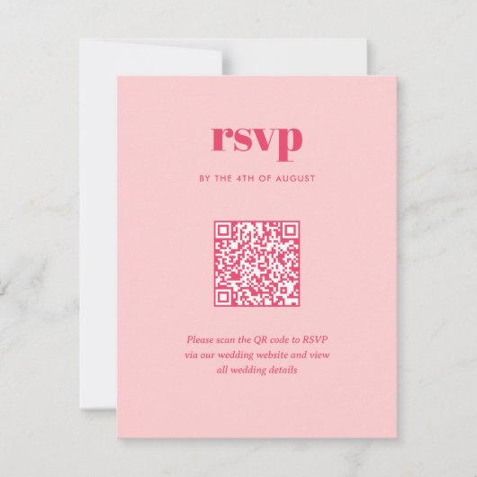 Moderne Roze Trendy Mix Match Wedding QR Code RSVP Kaartje (Voorkant)