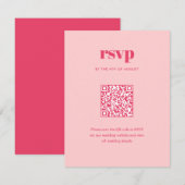 Moderne Roze Trendy Mix Match Wedding QR Code RSVP Kaartje (Voorkant / Achterkant)