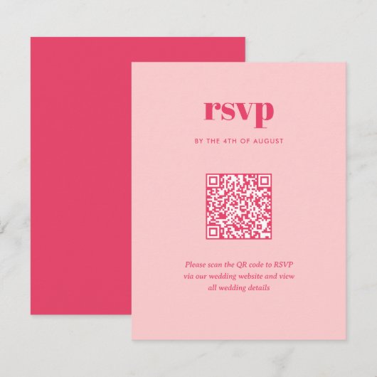 Moderne Roze Trendy Mix Match Wedding QR Code RSVP Kaartje (Voorkant / Achterkant)