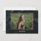 Moderne Roze Tropische Bat Mitzvah Feest Uitnodigi Kaart (Achterkant)